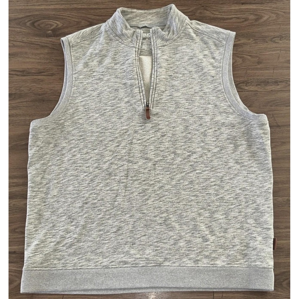Duluth Trading Co Sweater Vest Mens XL Gray 1/4 Zip Mock Neck Knit Pullover